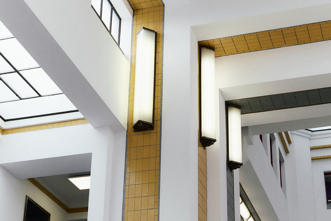 Interior detail of Kunstmuseum Den Haag – modernist lines and lighting, part of The ACE Hub visual identity