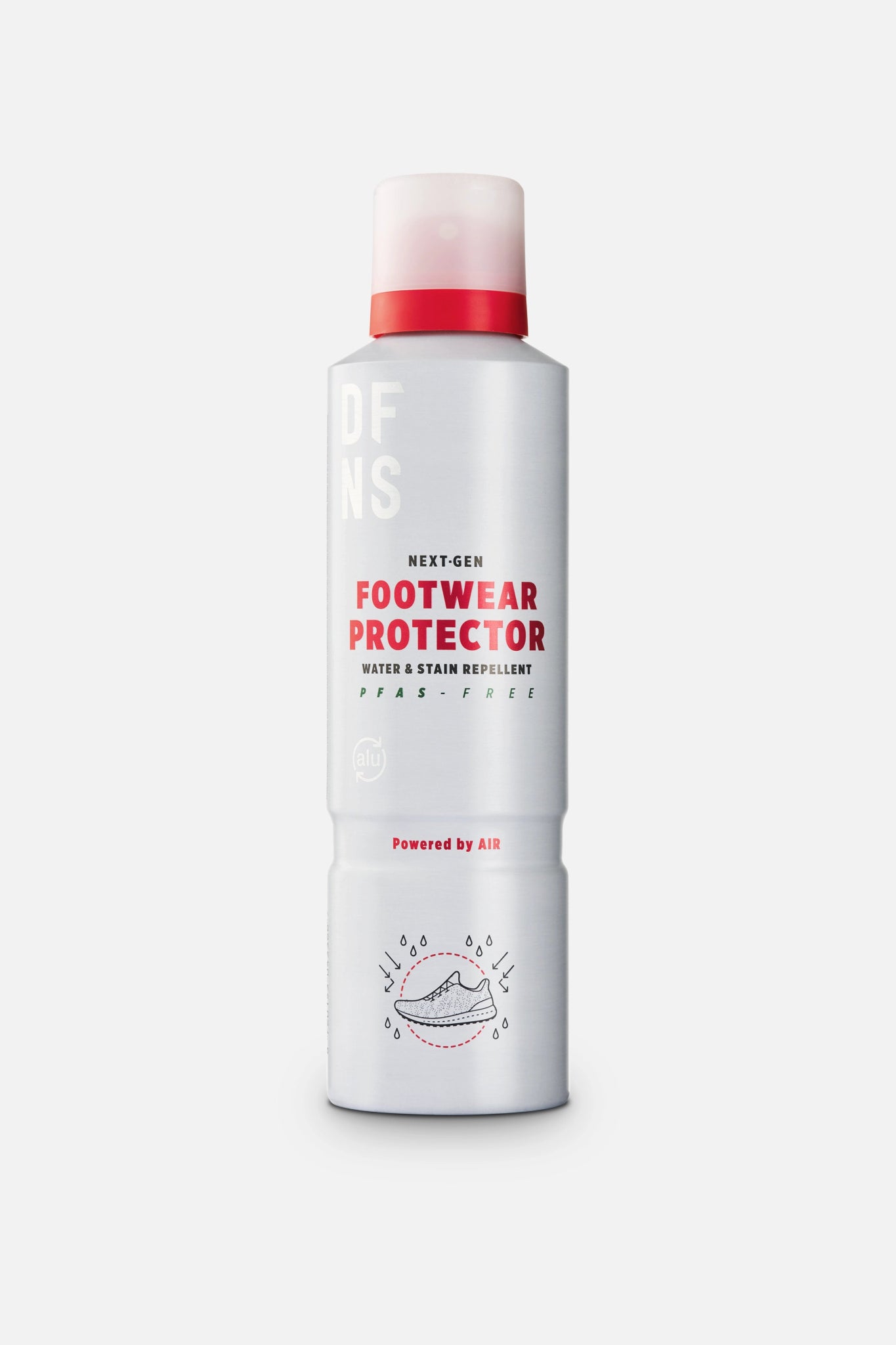 DFNS Next-Gen Footwear Protector spray on white studio background