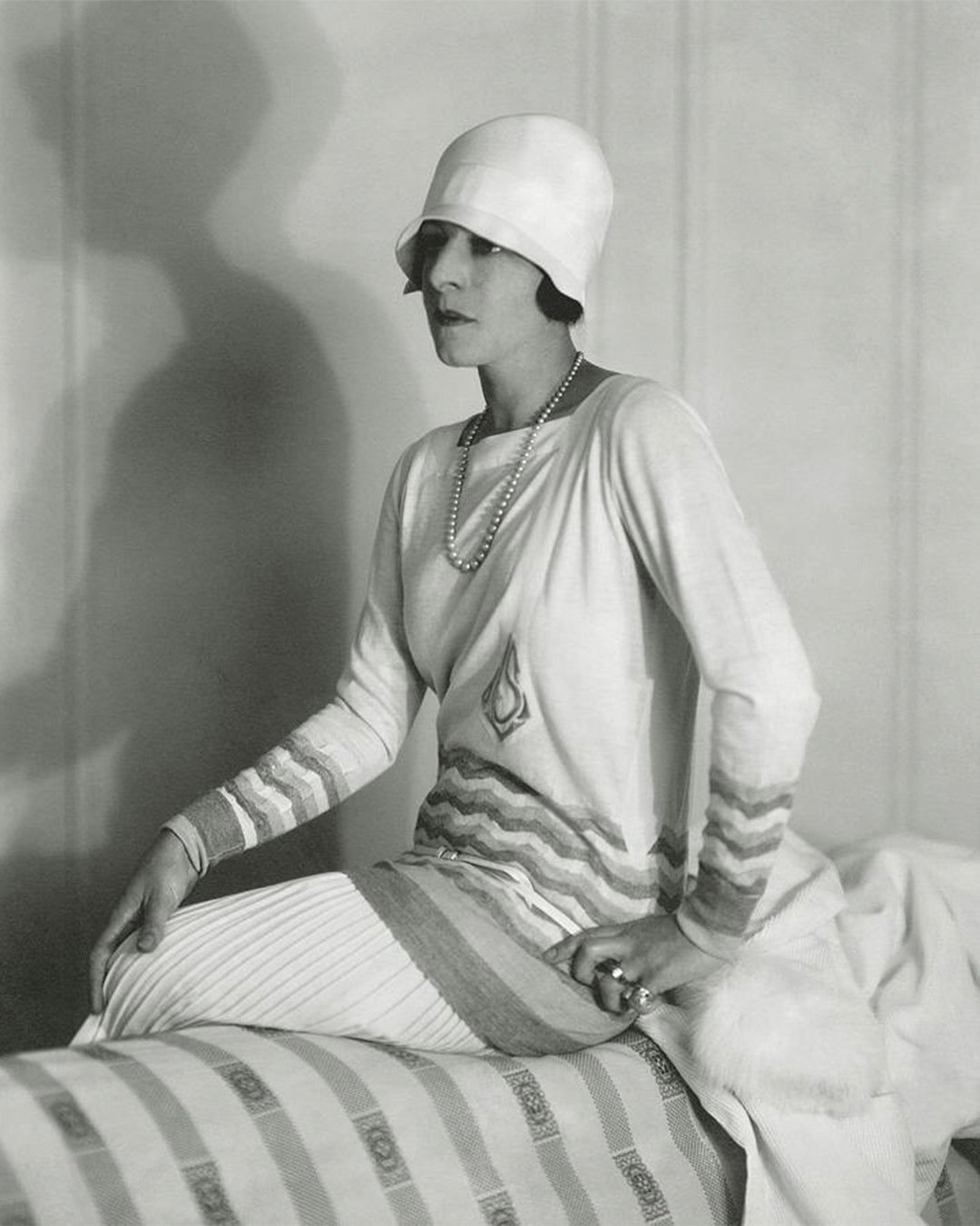 Suzanne Lenglen black and white photo in tennis sportswear